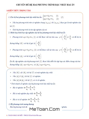 Chuyên Đề Hệ Phương Trình Bậc Nhất Hai Ẩn Lớp 9: Trọng Tâm Lý Thuyết & Bài Tập