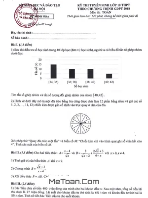 Đề Minh Họa Toán Vào Lớp 10 Hà Nội Năm 2018