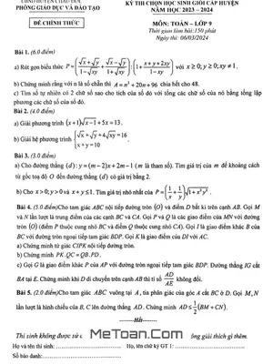 Đề thi HSG Toán 9 năm 2023 - 2024 phòng GD&ĐT Châu Đức - Bà Rịa Vũng Tàu