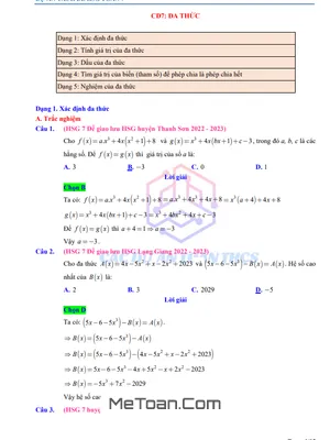 Cẩm nang chinh phục Bài toán Đa thức trong Đề thi Học sinh giỏi Toán 7