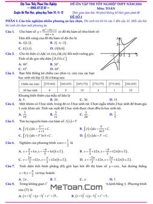 Bộ Đề Ôn Tập Thi Tốt Nghiệp THPT Môn Toán Năm 2026 – Phạm Văn Nghiệp