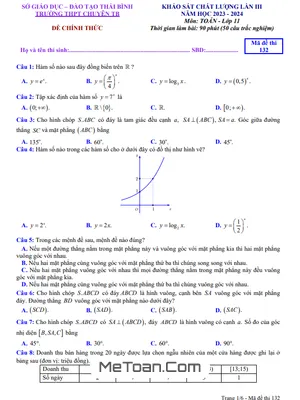 Đề khảo sát lần 3 Toán 11 năm 2023 – 2024 trường THPT chuyên Thái Bình