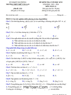 Đề thi học kì 2 Toán 11 năm 2023 - 2024 trường THPT Nhữ Văn Lan - Hải Phòng
