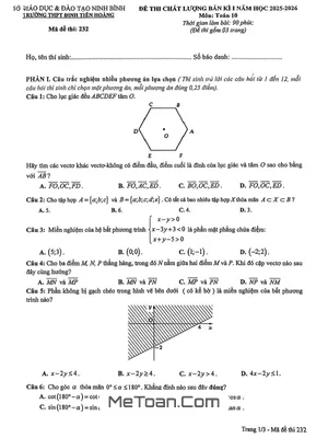 Đề Thi Bán Kì 1 Toán 10 Năm 2025 – 2026 Trường THPT Đinh Tiên Hoàng – Ninh Bình