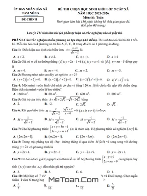 Đề Thi Học Sinh Giỏi Toán 9 Năm 2025 – 2026 Xã Tam Nông, Phú Thọ (Kèm Đáp Án)