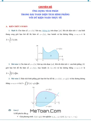 Ứng dụng tích phân tính diện tích hình phẳng với dữ kiện thực tế