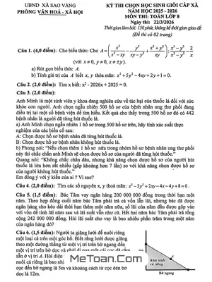 Đề Thi Chọn Học Sinh Giỏi Toán Lớp 8 Xã Sao Vàng – Thanh Hóa Năm 2025-2026