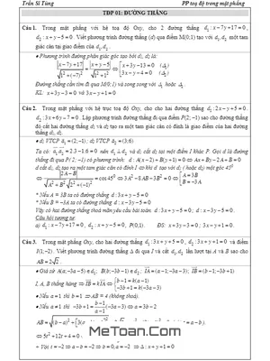 23 Bài Tập Tọa Độ Phẳng Có Lời Giải - Phần Đường Thẳng - Trần Sĩ Tùng