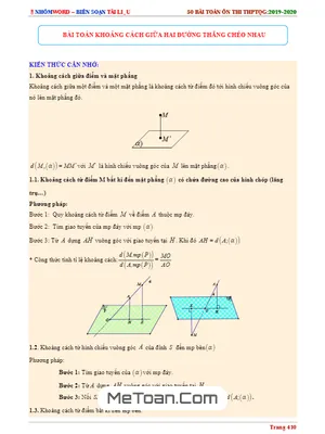 Bài Toán Khoảng Cách Giữa Hai Đường Thẳng Chéo Nhau