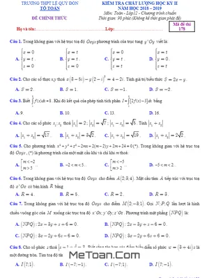 Đề thi HK2 Toán 12 năm 2018 - 2019 trường chuyên Lê Quý Đôn - Khánh Hòa