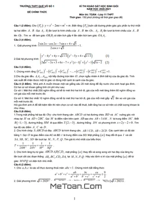 Đề khảo sát học sinh giỏi Toán 11 năm 2020 – 2021 trường THPT Quế Võ 1 – Bắc Ninh