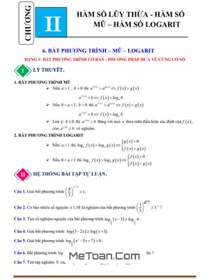 Tài Liệu Chuyên Đề Bất Phương Trình Mũ Và Bất Phương Trình Lôgarit Lớp 12