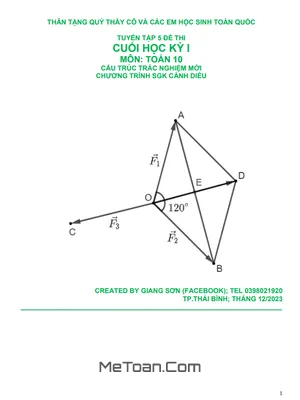 Tuyển tập 05 đề thi cuối kỳ 1 Toán 10 Cánh Diều trắc nghiệm mới nhất