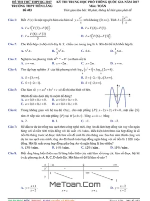 Đề thi thử THPT Quốc gia 2017 môn Toán trường THPT Tiên Lãng - Hải Phòng