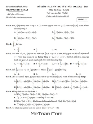 Đề giữa kỳ 2 Toán 12 năm 2023 - 2024 trường THPT Kẻ Sặt - Hải Dương