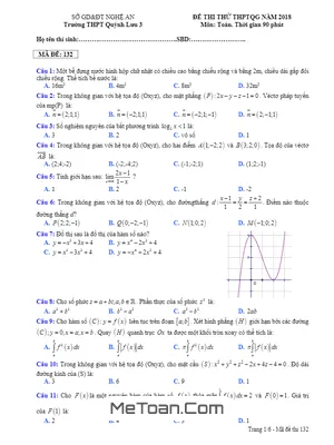 Đề thi thử Toán THPTQG 2018 trường THPT Quỳnh Lưu 3 – Nghệ An (có đáp án)