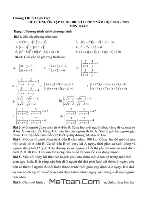 Đề Cương Ôn Tập Cuối Kì 1 Toán 9 Năm 2024 - 2025 Trường THCS Thịnh Liệt - Hà Nội