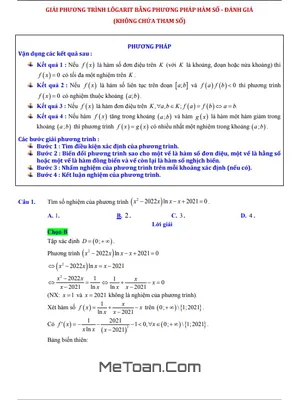 Phương Trình Lôgarit Không Chứa Tham Số