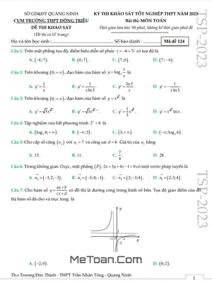 Đề Thi Thử Toán TN THPT 2023 Cụm Trường THPT Đông Triều - Quảng Ninh