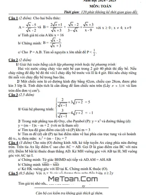 Đề thi thử Toán vào lớp 10 lần 2 năm 2024 - 2025 phòng GD&ĐT Quốc Oai - Hà Nội