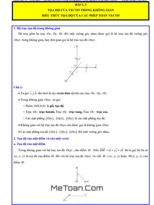 Chuyên đề Tọa độ Vectơ trong Không gian Toán 12: Trắc nghiệm & Tự luận Sách mới