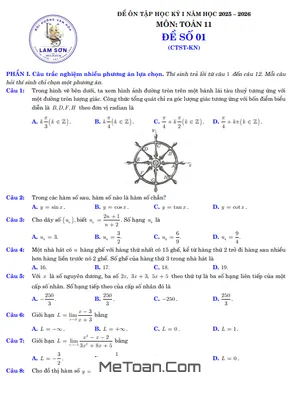 Tuyển tập 5 đề ôn tập cuối kỳ 1 Toán 11 năm học 2025 – 2026 (cấu trúc mới 3-2-2-3)