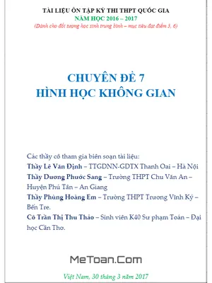 Chuyên Đề Hình Học Không Gian Dành Cho Học Sinh Trung Bình - Yếu