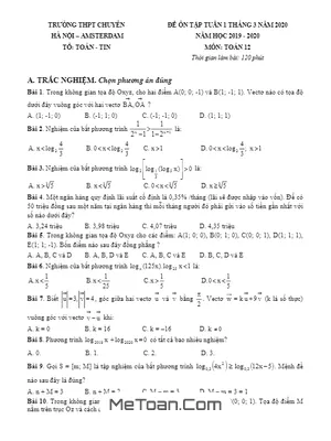 Đề ôn tập Toán 12 tháng 03 năm 2020 trường THPT chuyên Hà Nội – Amsterdam