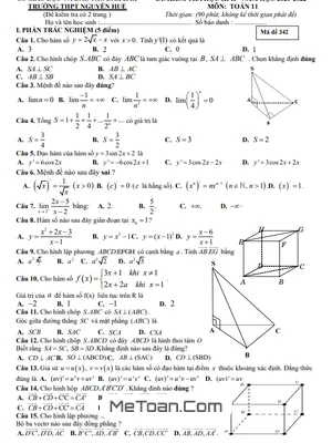 Đề thi học kì 2 Toán 11 năm 2021 - 2022 trường THPT Nguyễn Huệ - Đắk Lắk (có lời giải)