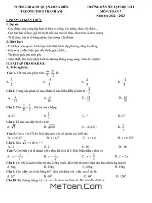 Hướng Dẫn Ôn Tập Cuối Kì 1 Toán 7 Năm 2022 - 2023 THCS Thanh Am - Hà Nội