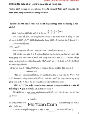 500 Bài Toán Chọn Lọc Lớp 5 Kèm Lời Giải
