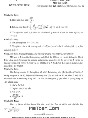 Đề thi tuyển sinh lớp 10 môn Toán Quảng Ninh năm 2018 - 2019
