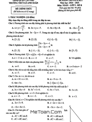 Đề Thi Giữa Kì 1 Toán 9 Năm 2024 - 2025 Trường THCS Lê Anh Xuân - TP HCM
