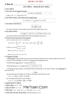 Ôn Tập Lũy Thừa Và Hàm Số Lũy Thừa: Tóm Tắt Lý Thuyết Và Bài Tập Trắc Nghiệm