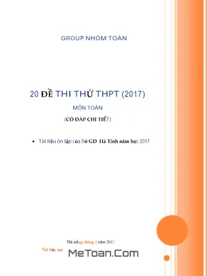 20 Đề Thi Thử THPT Quốc Gia Môn Toán Sở GD&ĐT Hà Tĩnh 2017