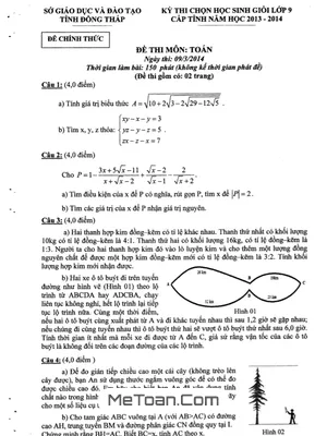 Đề thi HSG Toán 9 cấp tỉnh năm 2013-2014 - Sở GD&ĐT Đồng Tháp (có lời giải)