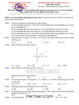 Bộ Đề Khảo Sát Chất Lượng Tháng 2 Toán 11 Có Đáp Án Và Lời Giải
