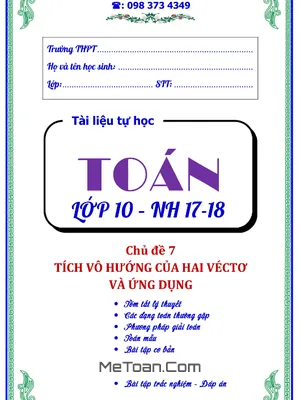 Phân Dạng Và Bài Tập Chuyên Đề Tích Vô Hướng Của 2 Vectơ Và Ứng Dụng - Trần Quốc Nghĩa