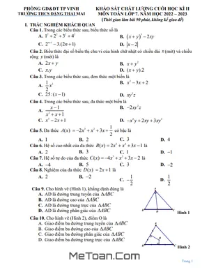 Đề Thi Học Kì 2 Toán 7 Năm 2022 - 2023 Trường THCS Đặng Thai Mai - Nghệ An