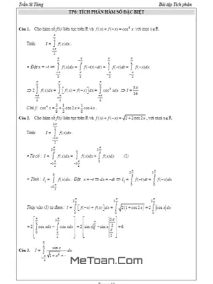 Bí kíp chinh phục 5 dạng bài tập Tích phân đặc biệt - Trần Sĩ Tùng