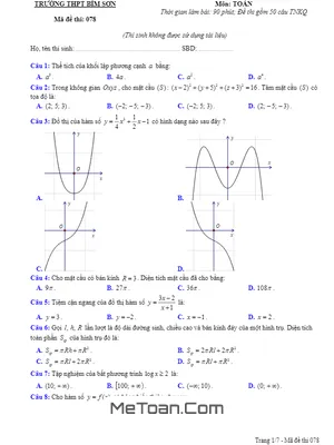 Đề thi thử THPT 2020 lần 2 môn Toán trường THPT Bỉm Sơn – Thanh Hóa