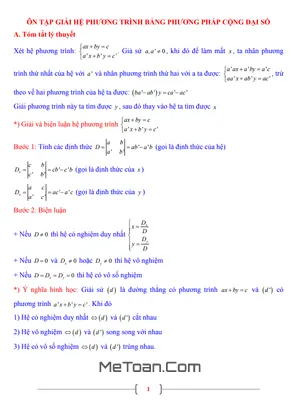 Tài Liệu Toán 9: Giải Hệ Phương Trình Bằng Phương Pháp Cộng Đại Số