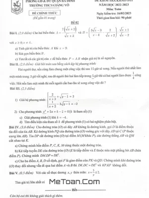 Đề khảo sát Toán 9 năm 2022 – 2023 trường THCS Giảng Võ – Hà Nội
