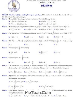 05 Đề Ôn Tập Giữa Học Kỳ 2 Môn Toán 12 Năm 2025 – 2026 Có Đáp Án Và Lời Giải Chi Tiết