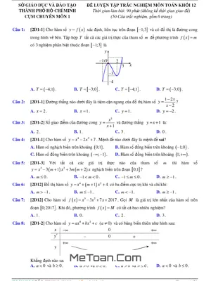 Đề thi thử THPT Quốc gia 2017 môn Toán sở GD&ĐT TP. HCM (Cụm chuyên môn I) có đáp án