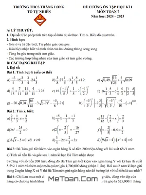 Đề Cương Ôn Tập Học Kì 1 Toán 7 Năm 2024 - 2025 Trường THCS Thăng Long - Hà Nội