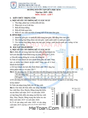Ôn tập giữa học kì 2 Toán 7 năm học 2025 – 2026 trường THCS Chu Văn An – Hà Nội