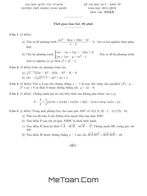 Tuyển Tập Đề Thi Học Kỳ 1 Toán 10 PTNK - TP. HCM (2011-2016) Có Lời Giải