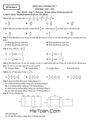 Bộ Đề Thi Thử Cuối Học Kỳ 1 Toán 7 Cánh Diều