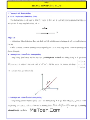 Tổng hợp dạng bài tập Phương trình đường thẳng trong không gian Toán 12 CTST